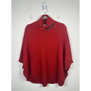 PURE Alpaca Made in Peru Mock Neck Cap Sweater One Size Red Textured Knit